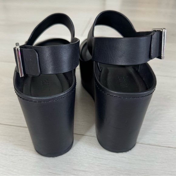 VINCE Idalia Black Leather Chunky Platform Wedge Sandals - Picture 9 of 9
